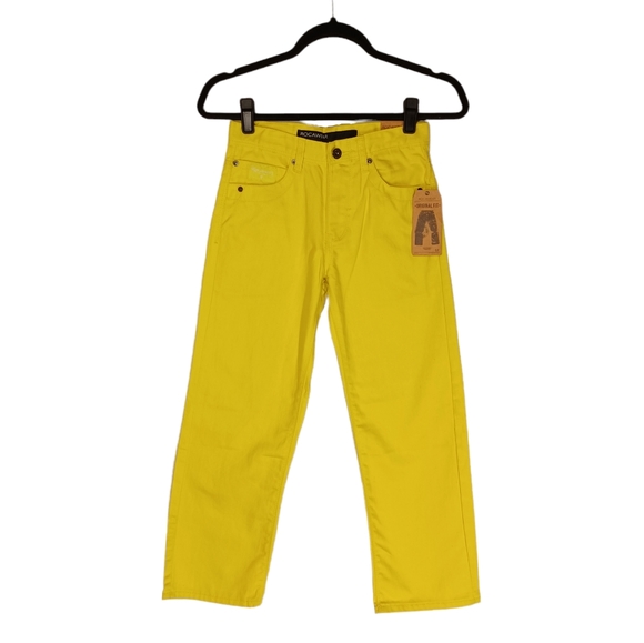 ROCAWEAR Original Fit Classic Yellow Straight Leg Color Jeans 10 (27) NWT - Picture 2 of 10